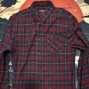 Urban Outfitters Burgundy & Navy Plaid Button-Down Shirt